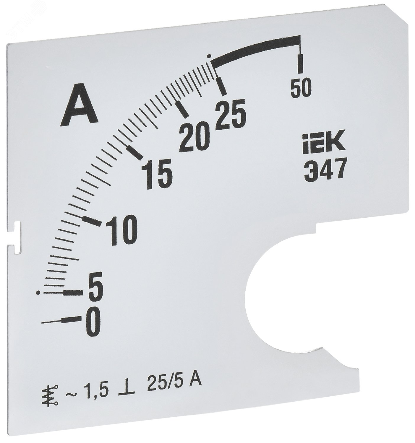 Шкала сменная для амперметра Э47 25/5А класс точности 1,5 72х72мм
