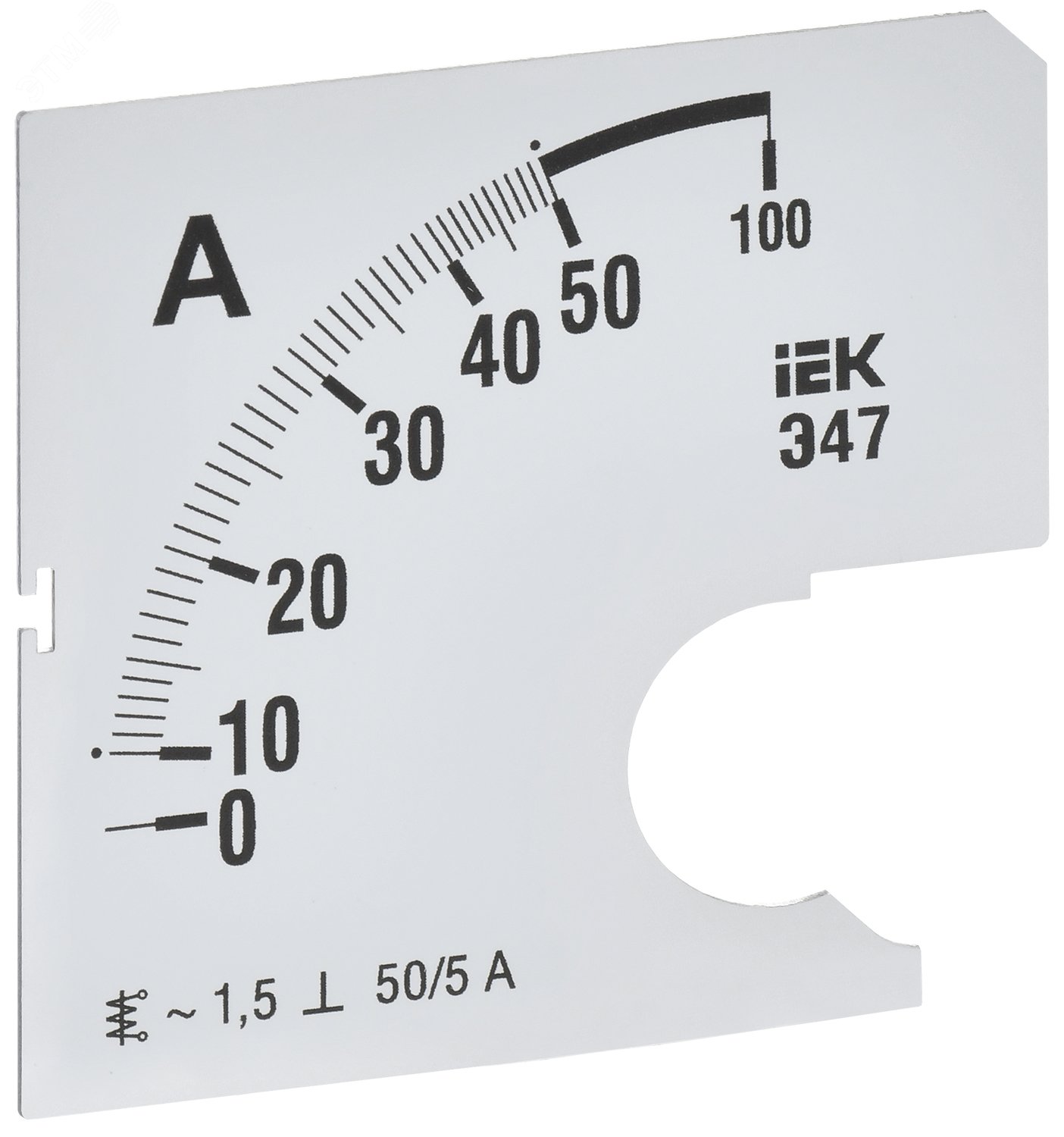Шкала сменная для амперметра Э47 50/5А класс точности 1,5 72х72мм