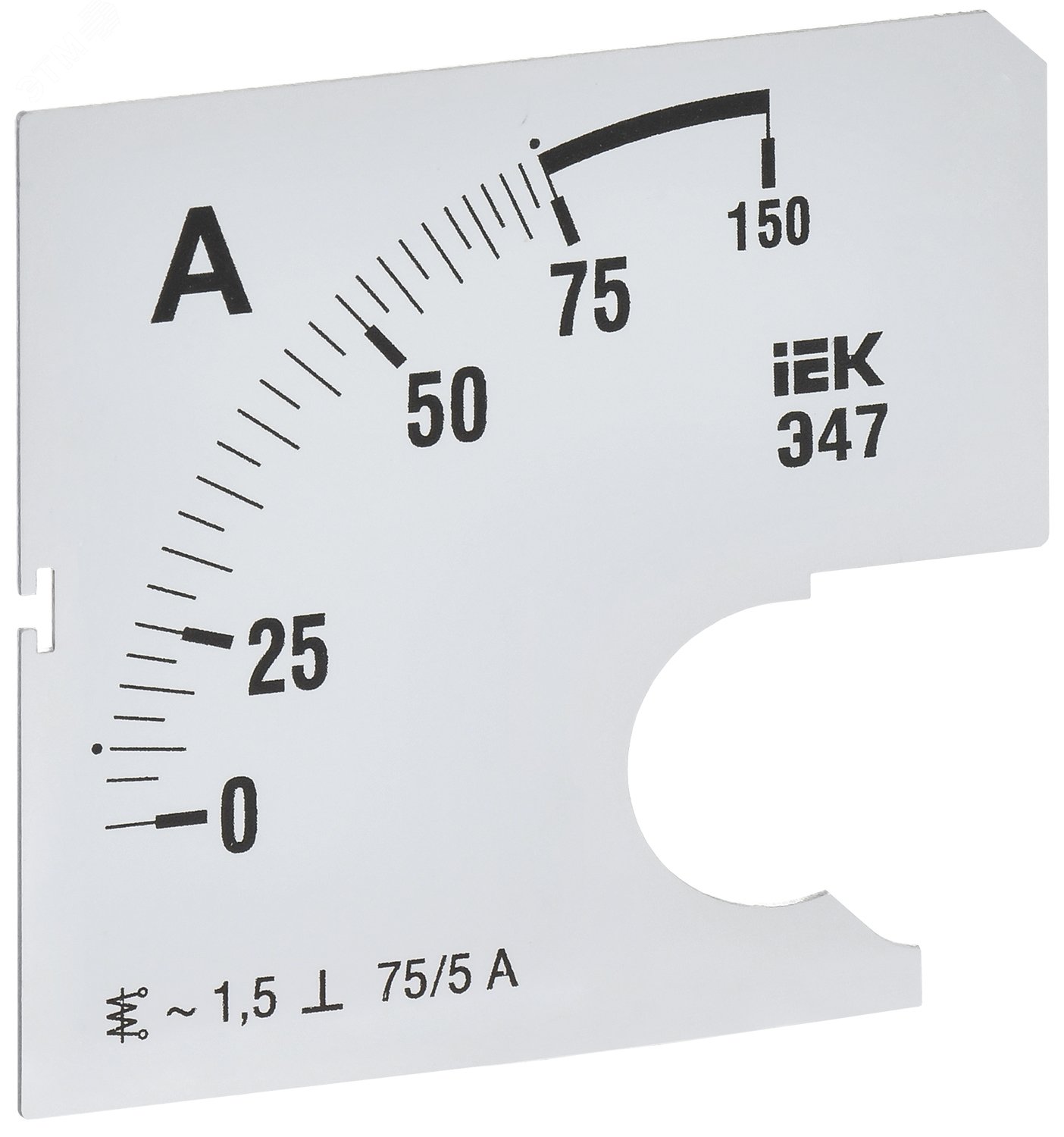 Шкала сменная для амперметра Э47 75/5А класс точности 1,5 72х72мм