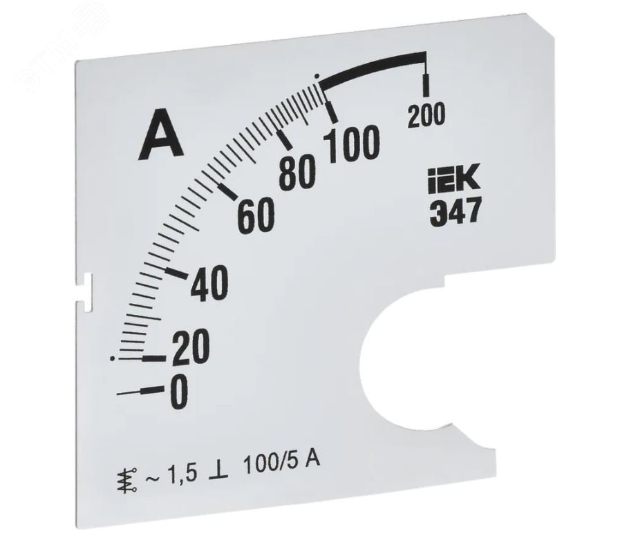 Шкала сменная для амперметра Э47 100/5А класс точности 1,5 72х72мм