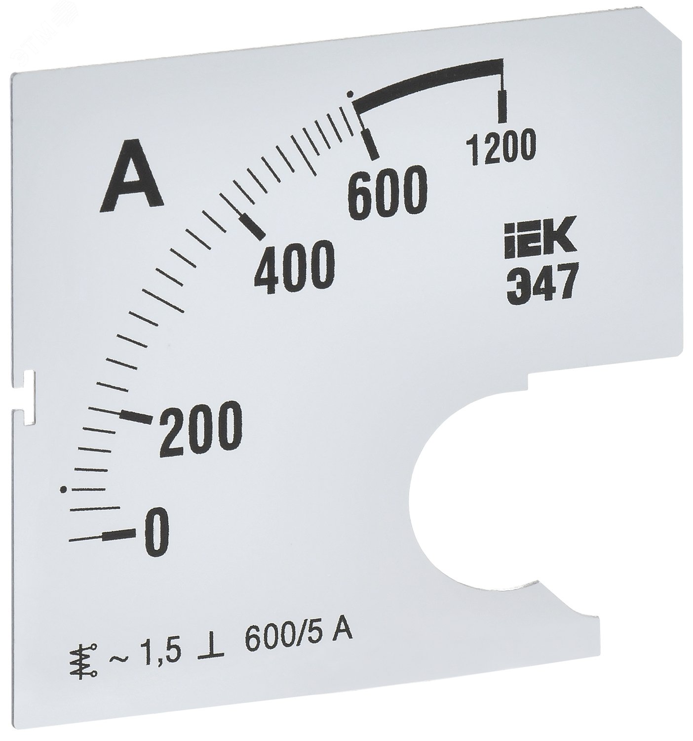 Шкала сменная для амперметра Э47 600/5А класс точности 1,5 72х72мм