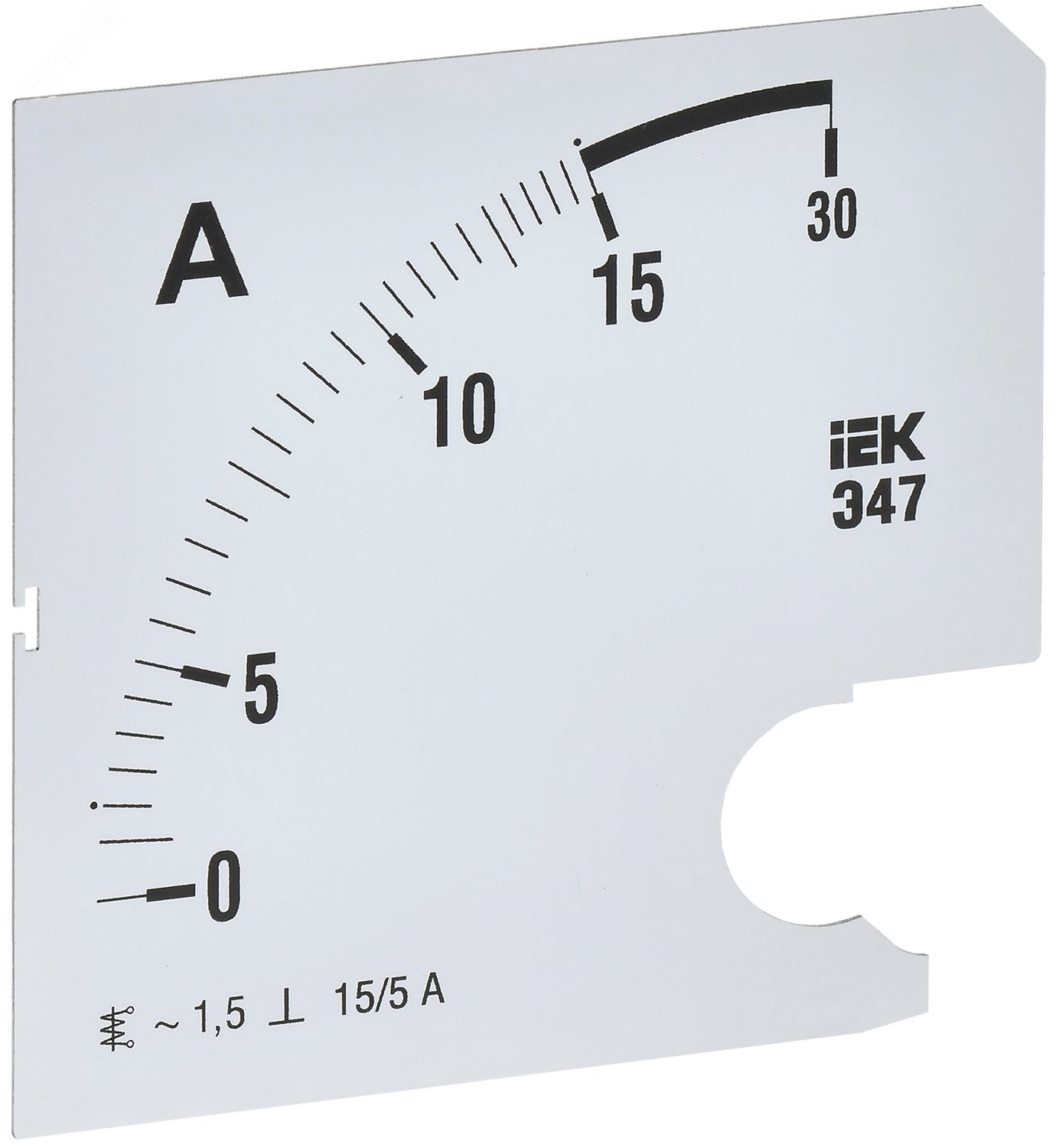 Шкала сменная для амперметра Э47 15/5А класс точности 1,5 96х96мм