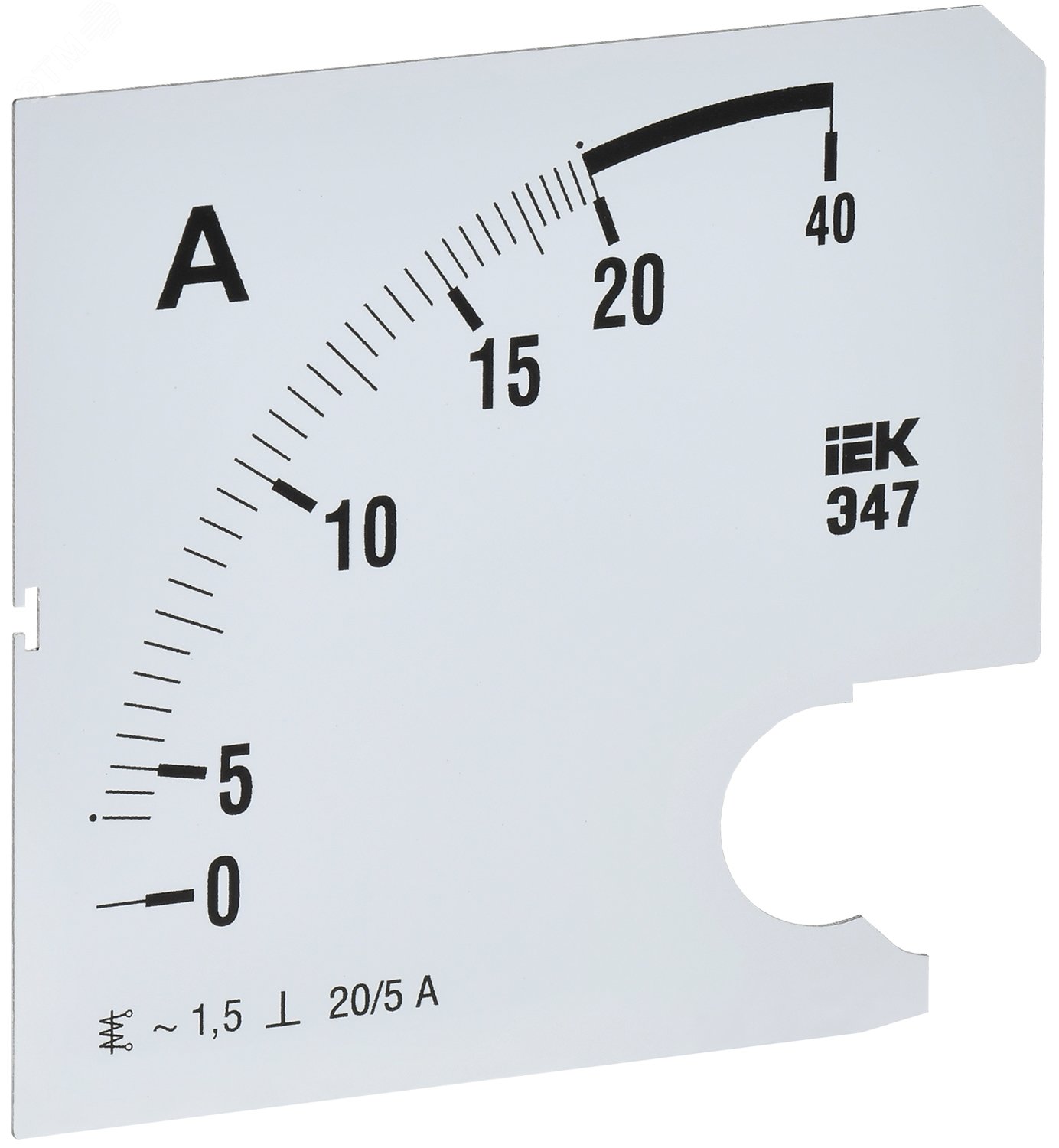 Шкала сменная для амперметра Э47 20/5А класс точности 1,5 96х96мм
