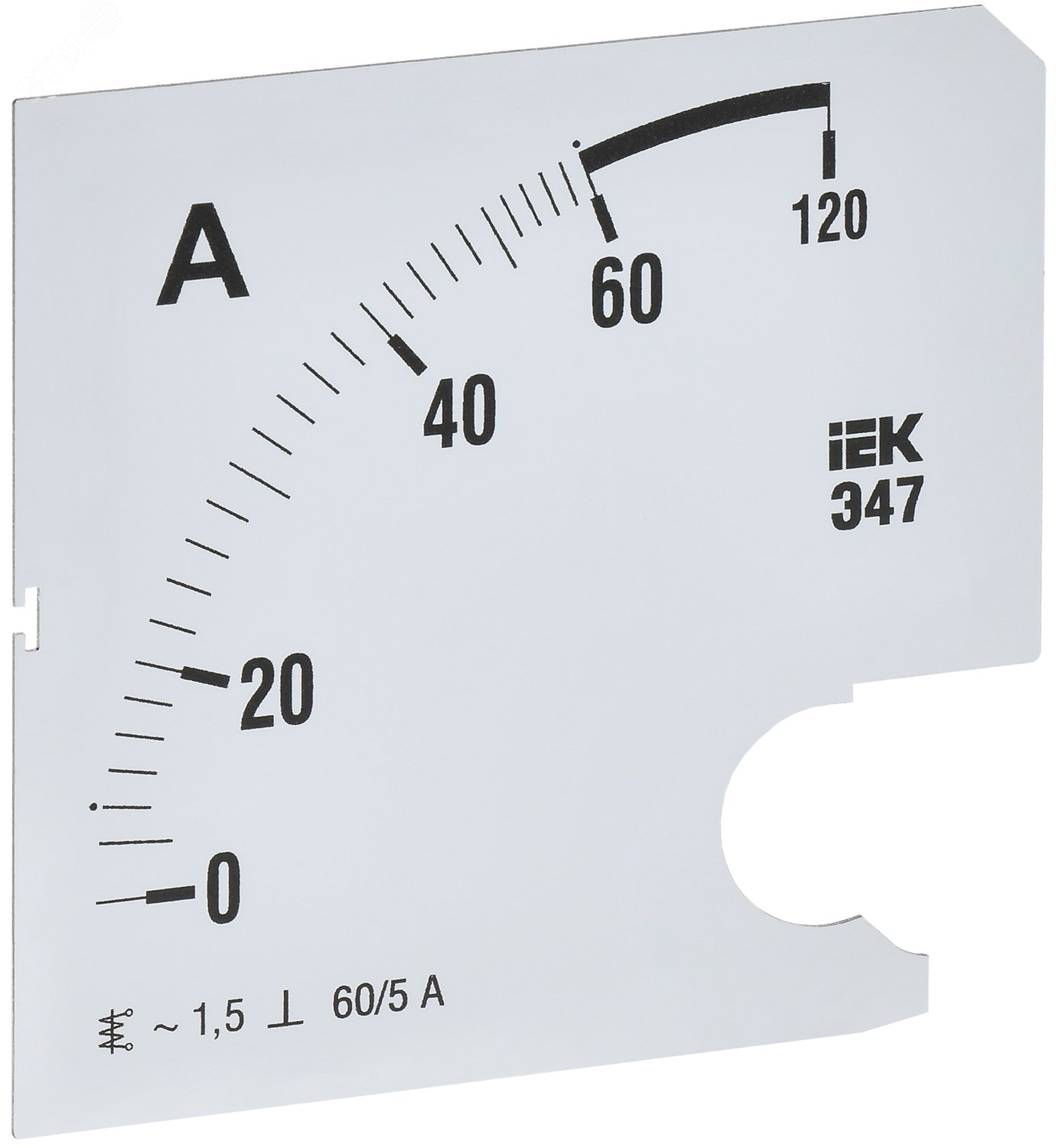 Шкала сменная для амперметра Э47 60/5А класс точности 1,5 96х96мм