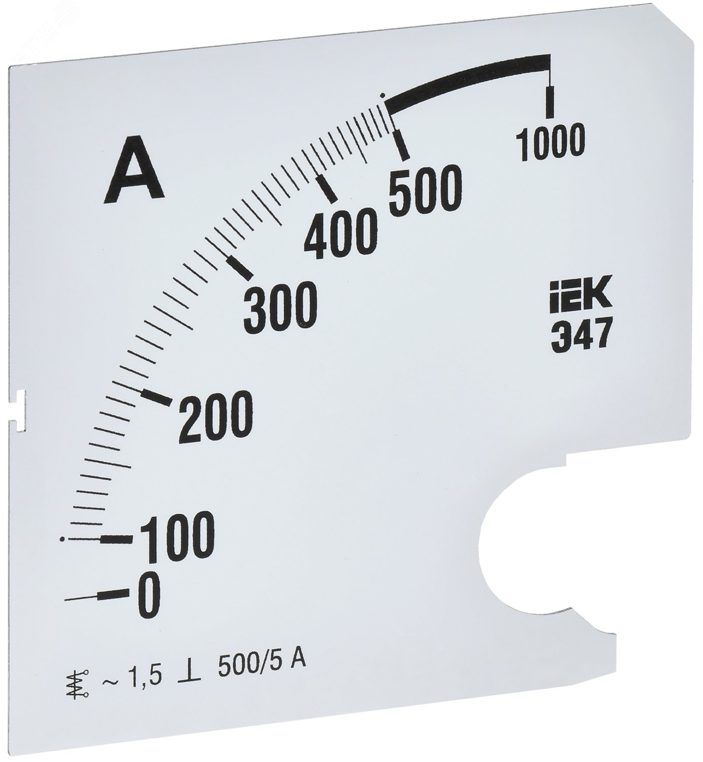 Шкала сменная для амперметра Э47 500/5А класс точности 1,5 96х96мм