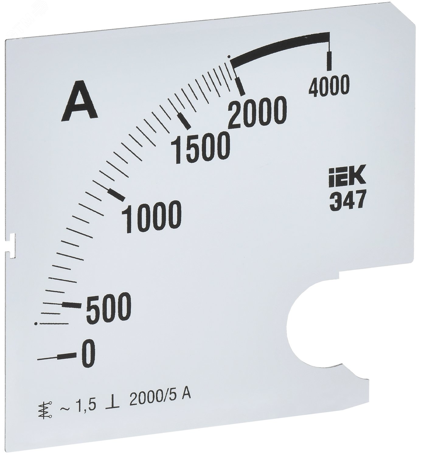 Шкала сменная для амперметра Э47 2000/5А класс точности 1,5 96х96мм