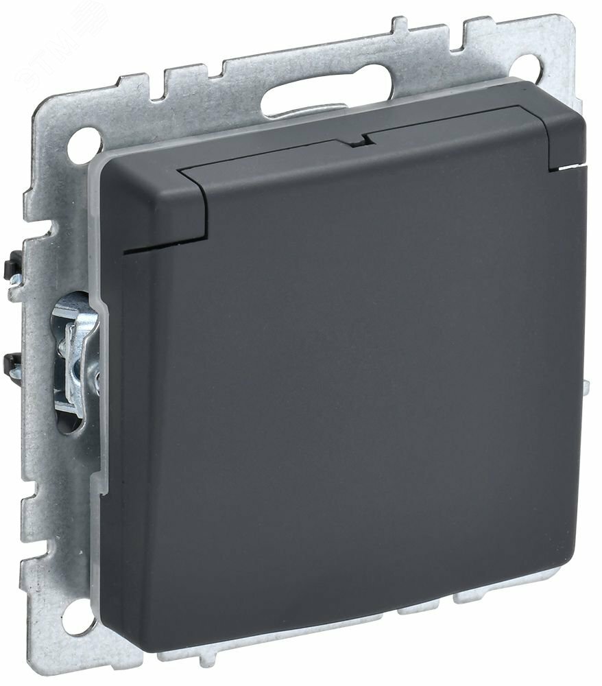 Купить BRITE Розетка одинарная с заземлением с защитными шторками и крышкой 16А IP44 РСбш10-3-44-БрГ графит в Казани BRITE Розетка одинарная с заземлением с защитными шторками и крышкой 16А IP44 РСбш10-3-44-БрГ графит