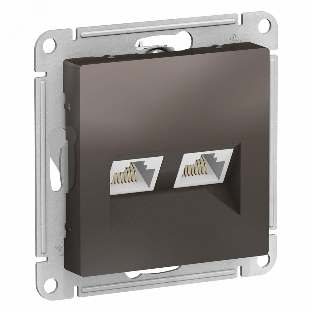 Купить Розетка ATLASDESIGN двойная компьютерная RJ45+RJ45 категория 5E механизм мокко в Казани Розетка ATLASDESIGN двойная компьютерная RJ45+RJ45 категория 5E механизм мокко