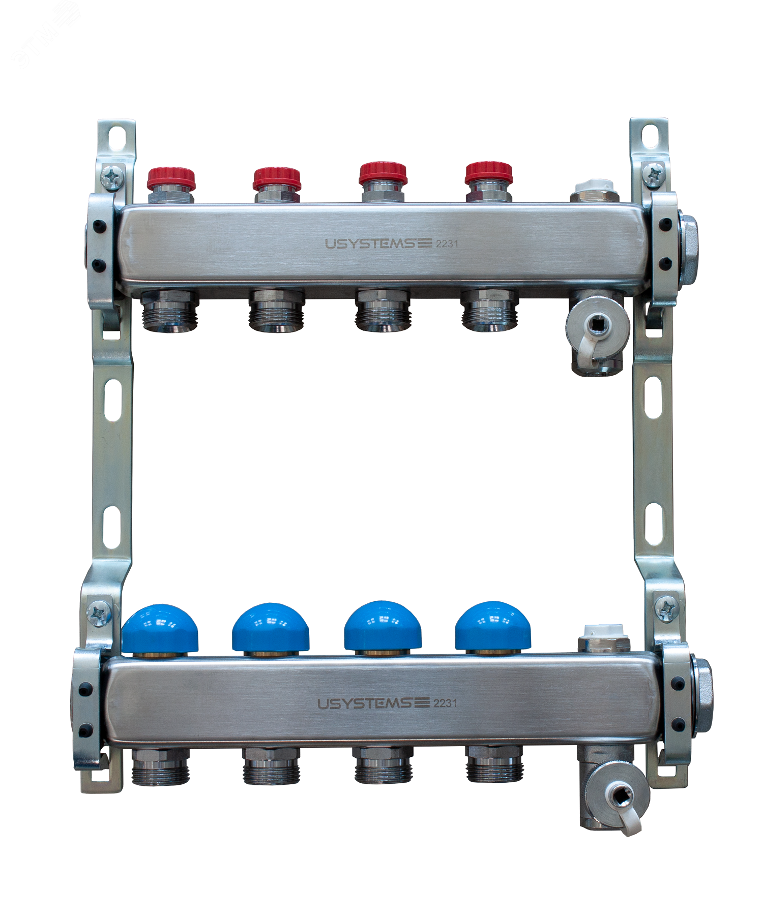 Коллекторная группа с ручными регулировочными клапанами 1′ х 5 выхода 3/4′ НР евроконус