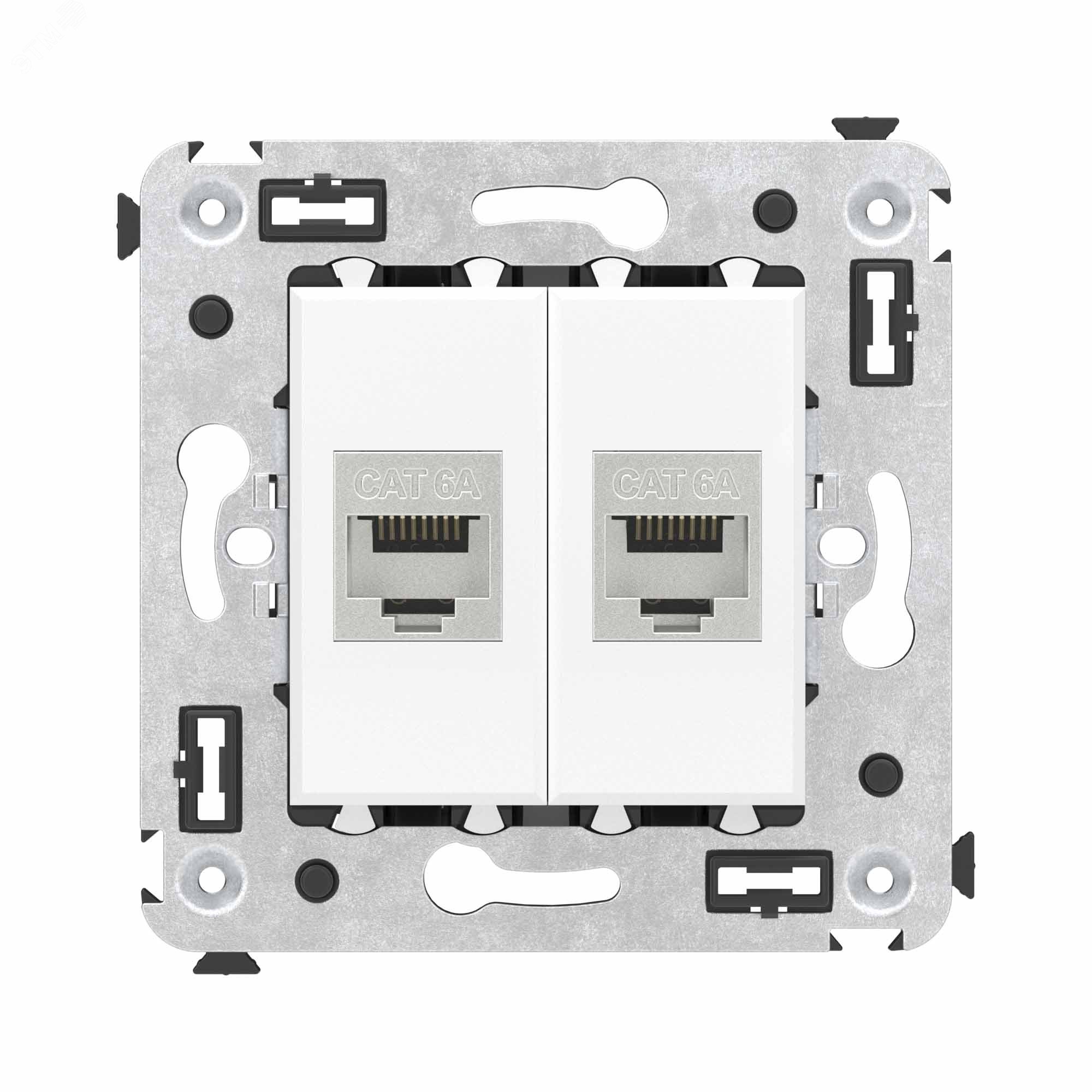 Avanti Компьютерная розетка RJ-45 без шторки в стену, кат.6А двойная экранированная,  Белое облако