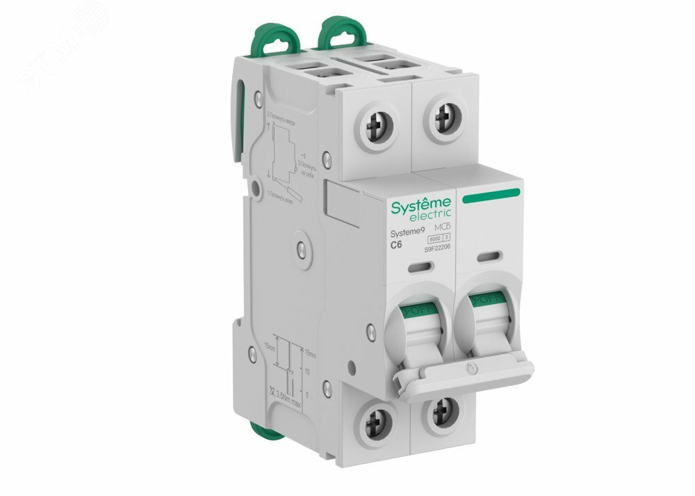 Купить Автоматический выключатель (АВ) C 6A 2P 6kA 400В Systeme9 в Казани Автоматический выключатель (АВ) C 6A 2P 6kA 400В Systeme9