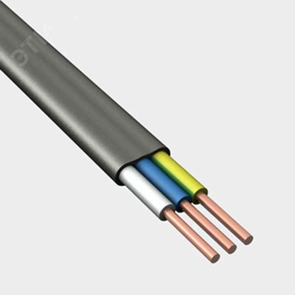 Кабель силовой ВВГ-Пнг(А)-LS 3х1.5 (N, PE)-0.660 плоский однопроволочный