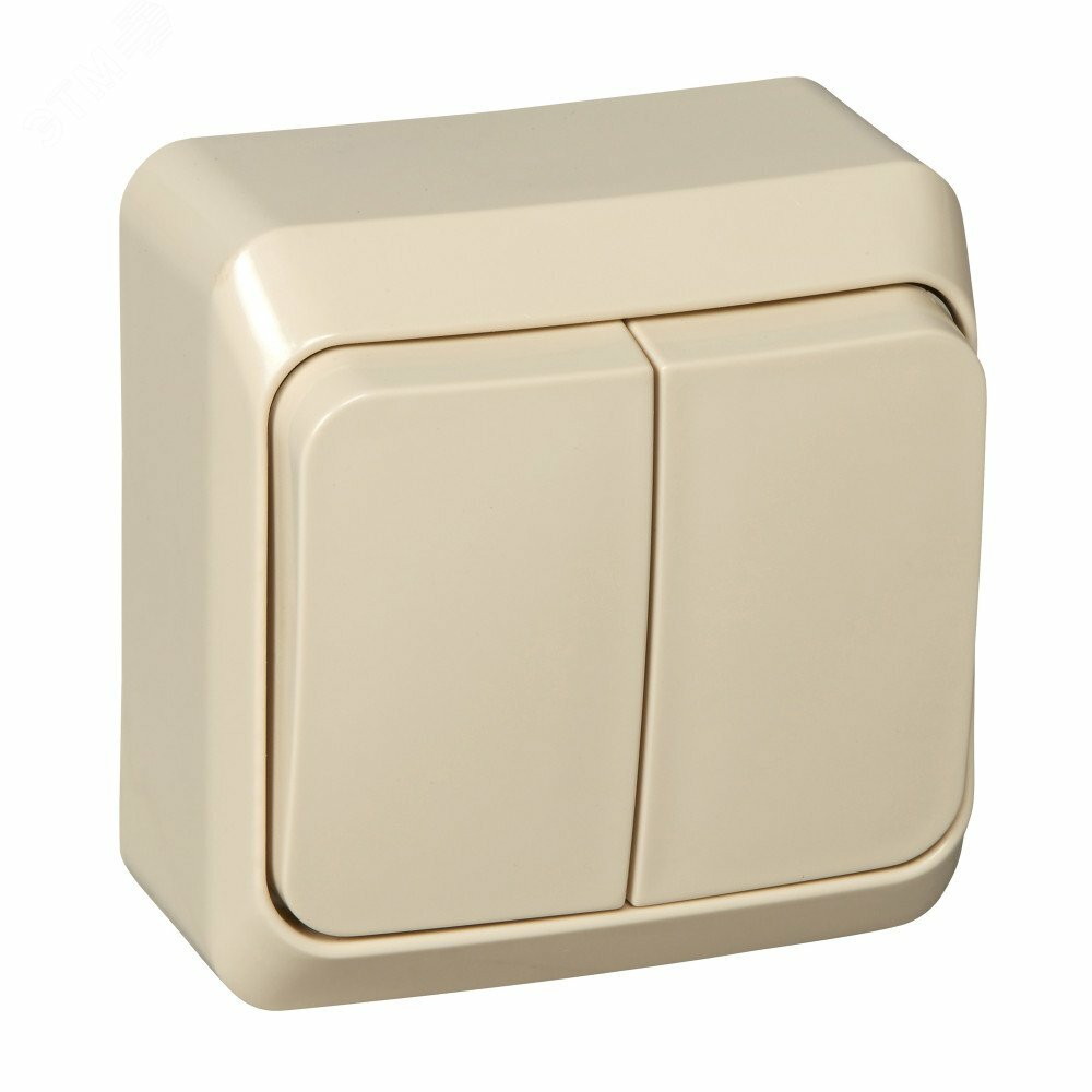 Купить ЭТЮД Выключатель двухклавишный наружный с подсветкой бежевый сх.5 в Казани ЭТЮД Выключатель двухклавишный наружный с подсветкой бежевый сх.5