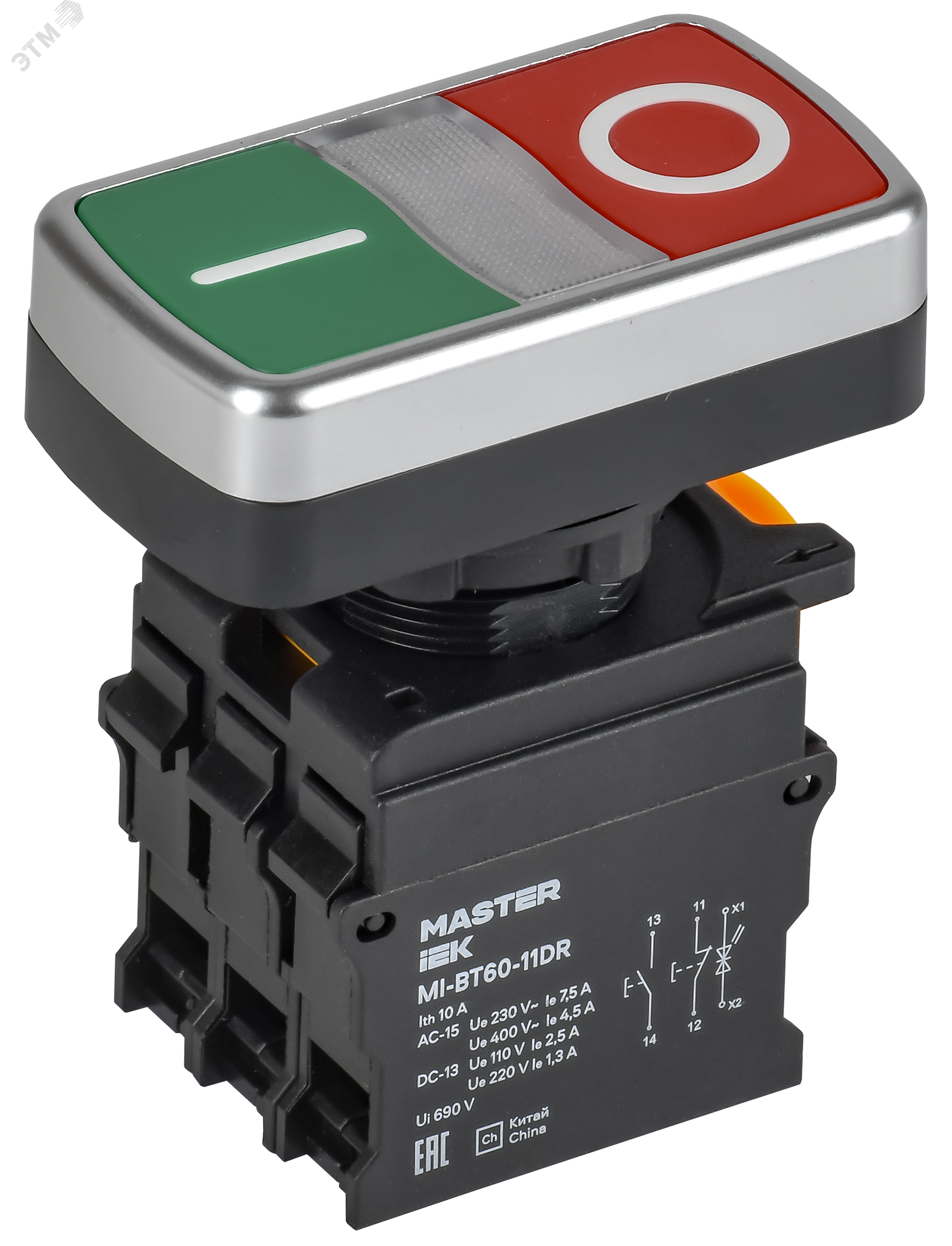 Кнопка I-O с подсветкой d=22мм 1NO+1NC MASTER IEK