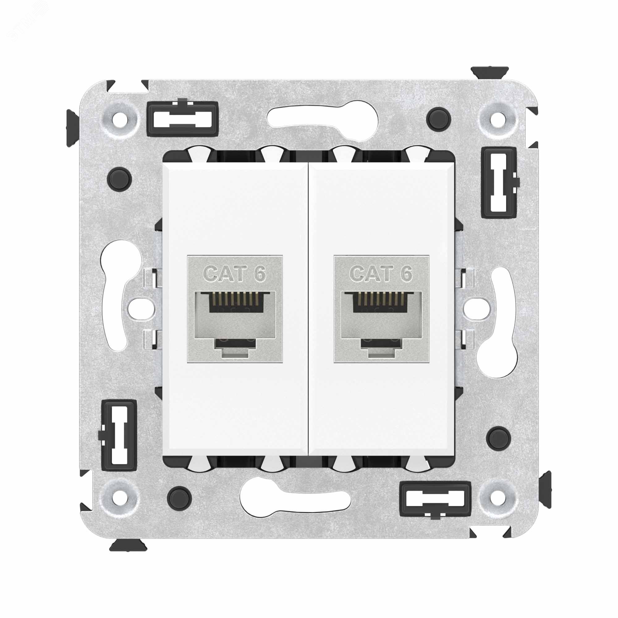 Avanti Компьютерная розетка RJ-45 без шторки в стену, кат.6 двойная экранированная,  Белое облако