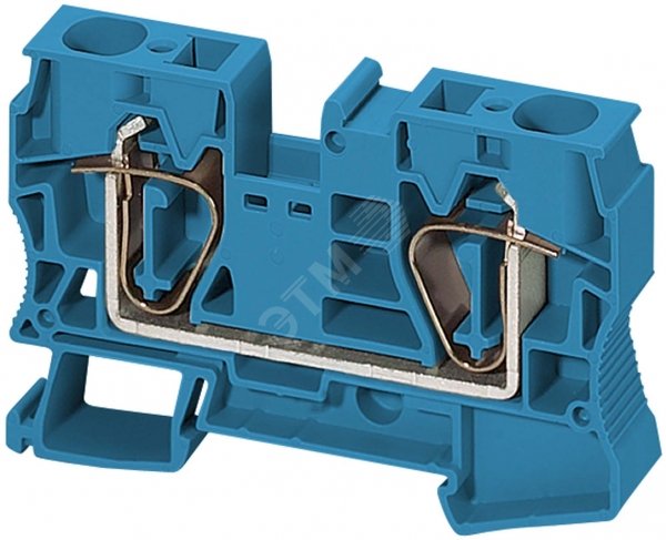Клеммник пружинный проходной 16мм.кв 2 точки подключения синий