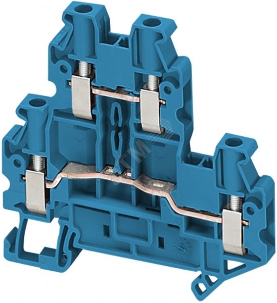 Клеммник винтовой проходной 6мм.кв 2входа/2выхода синий