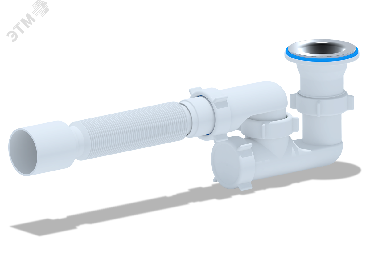 Сифон для душевого поддона АНИ 1 1/2′ х 40 регулируемый с гибкой трубой 40х50