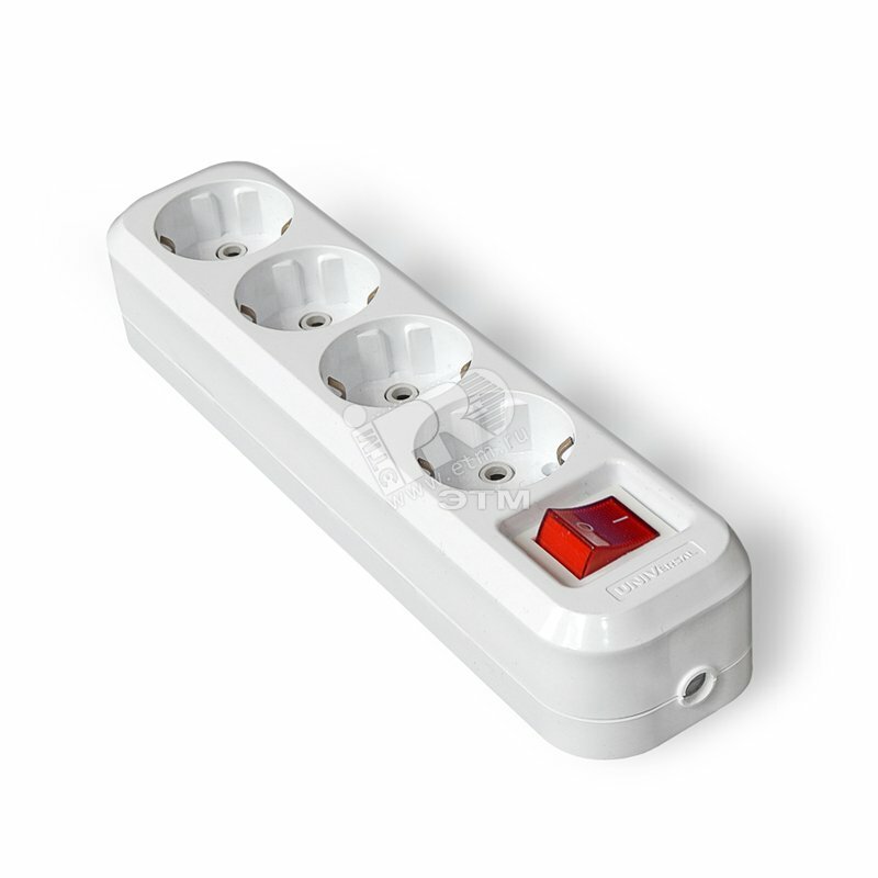 Купить Колодка удлинителя 4 поста с выключателем с заземлением S304 в Казани Колодка удлинителя 4 поста с выключателем с заземлением S304