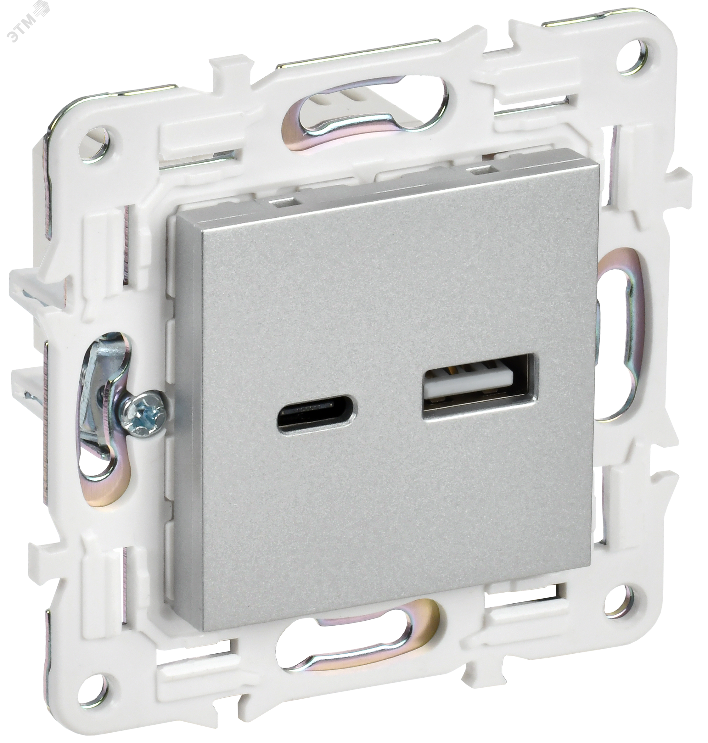 SKANDY Розетка USB A+C 3,1А SK-R14S серебряный IEK