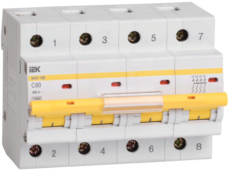 Выключатель автоматический четырехполюсный 40А С ВА47-100 10кА