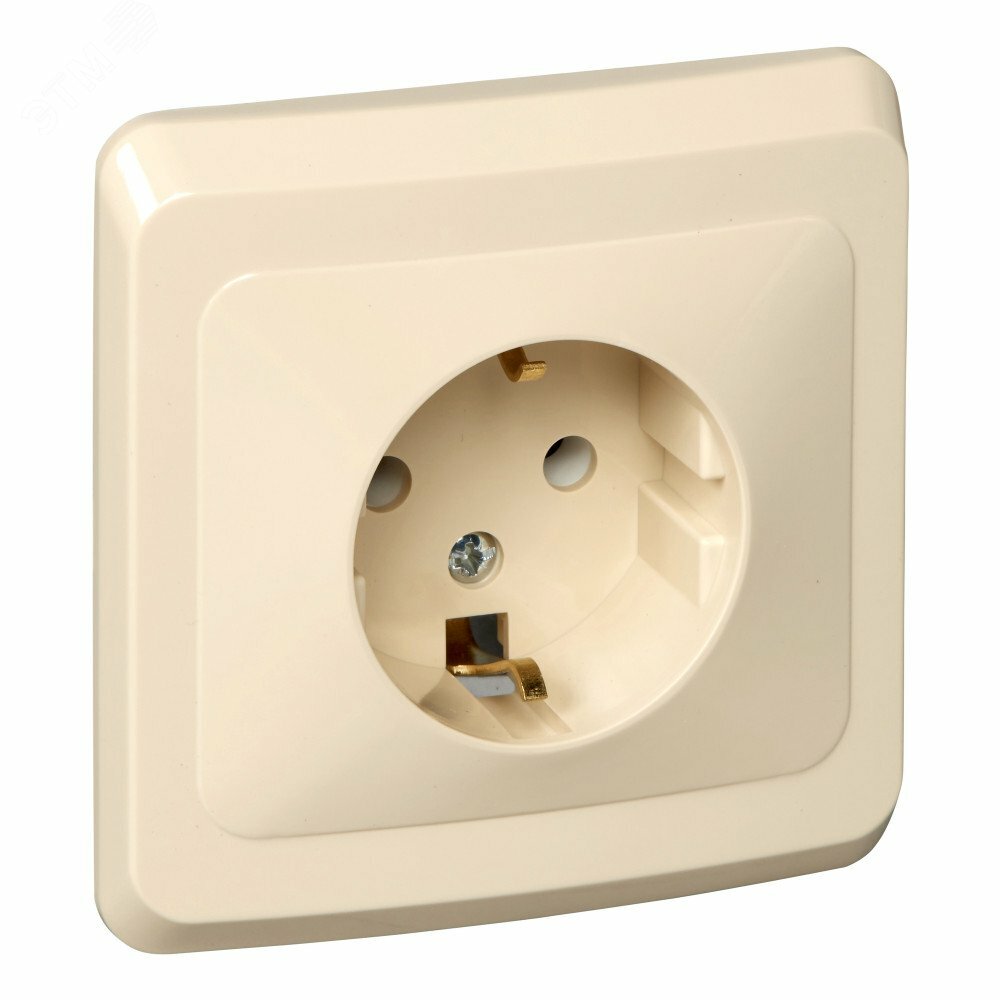 Купить ЭТЮД Розетка скрытая с заземлением без шторок бежевая в Казани ЭТЮД Розетка скрытая с заземлением без шторок бежевая