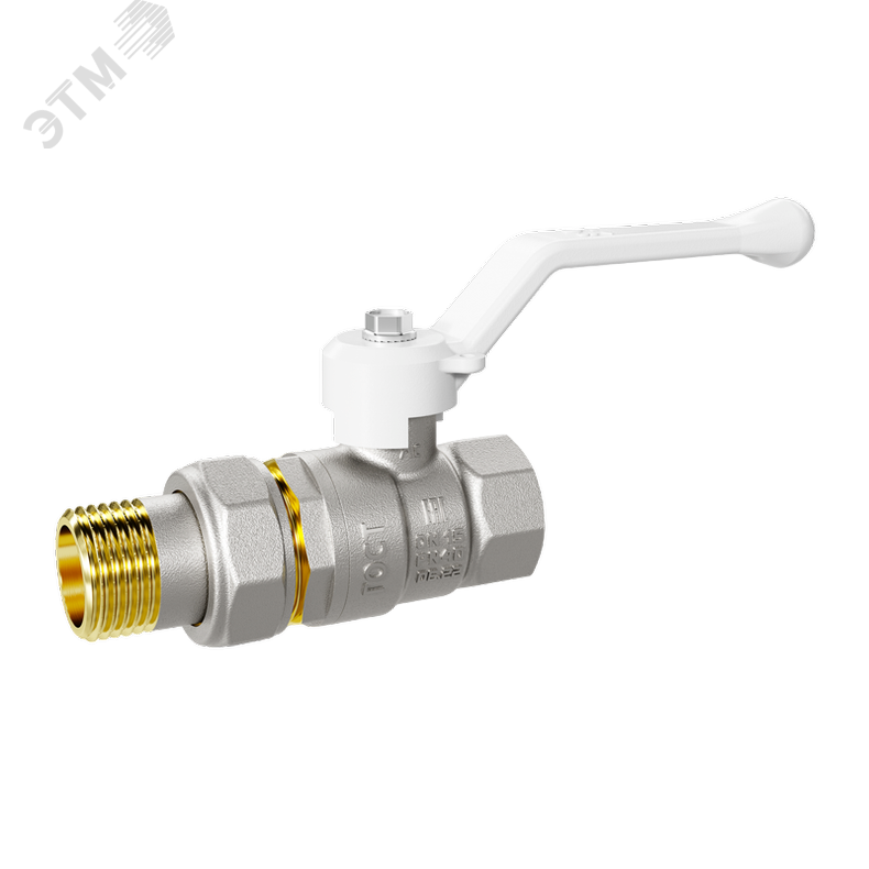 Кран шаровой латунный 47.32.В-ГШ.Р Ду 32 Ру 25 рычаг (white)