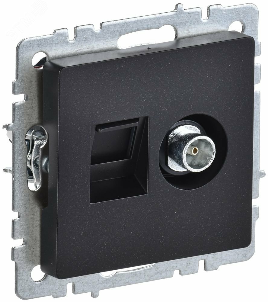 Купить BRITE Розетка двойная TV+RJ45 кат.5E РТВ/РК12-БрЧ черный в Казани BRITE Розетка двойная TV+RJ45 кат.5E РТВ/РК12-БрЧ черный
