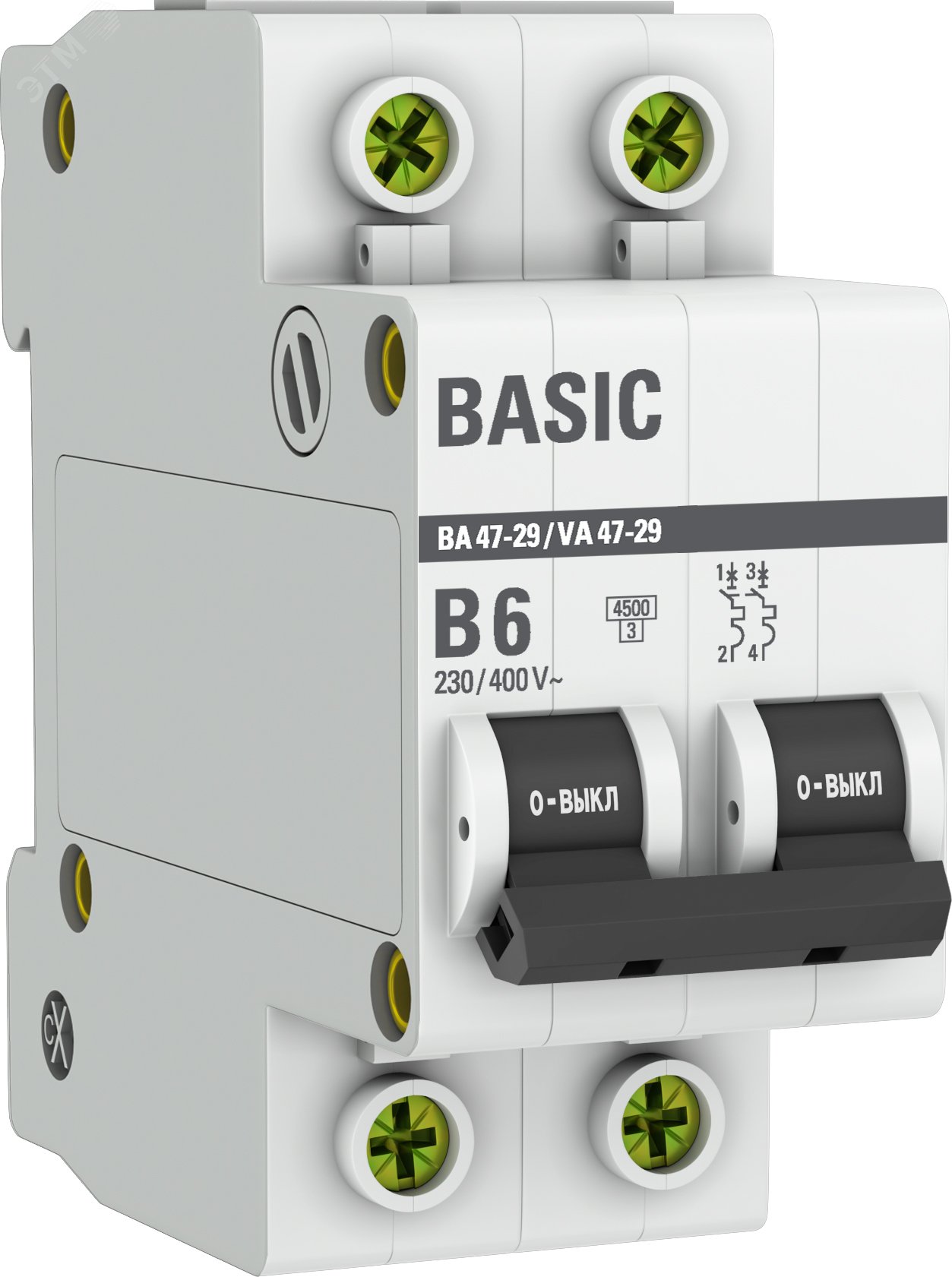 Автоматический выключатель 2P  6А (B) 4,5кА ВА 47-29 EKF Basic