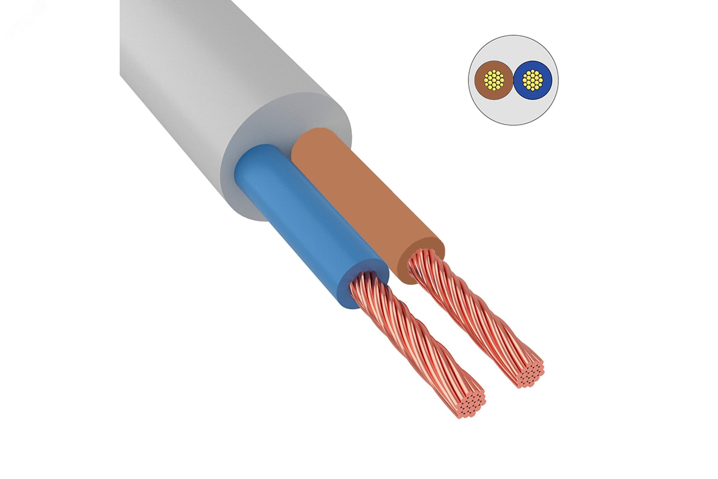 Провод ПВС 2х2,5-0.660 белый ТРТС
