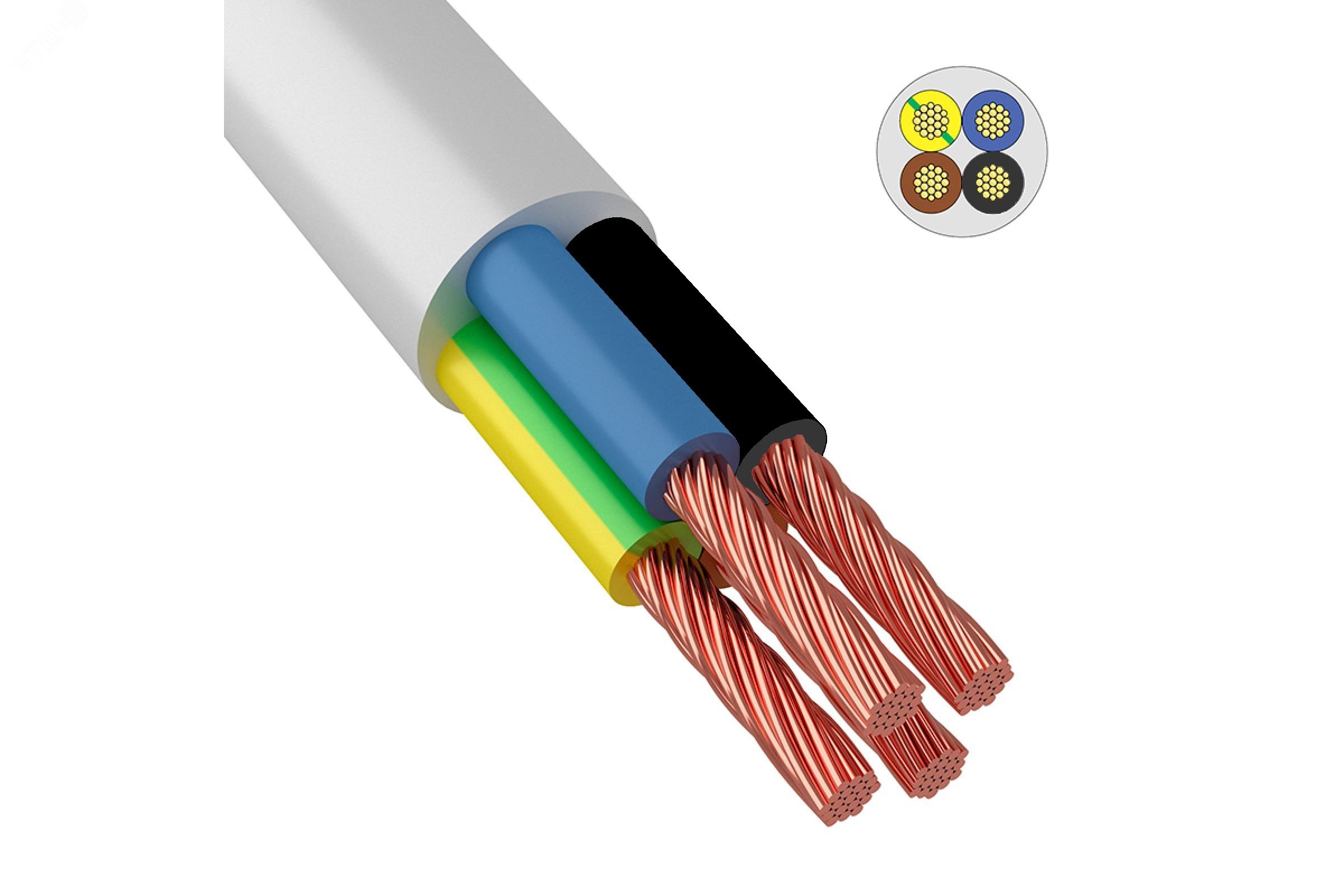 Провод ПВС 4х2,5-0.660 белый ТРТС