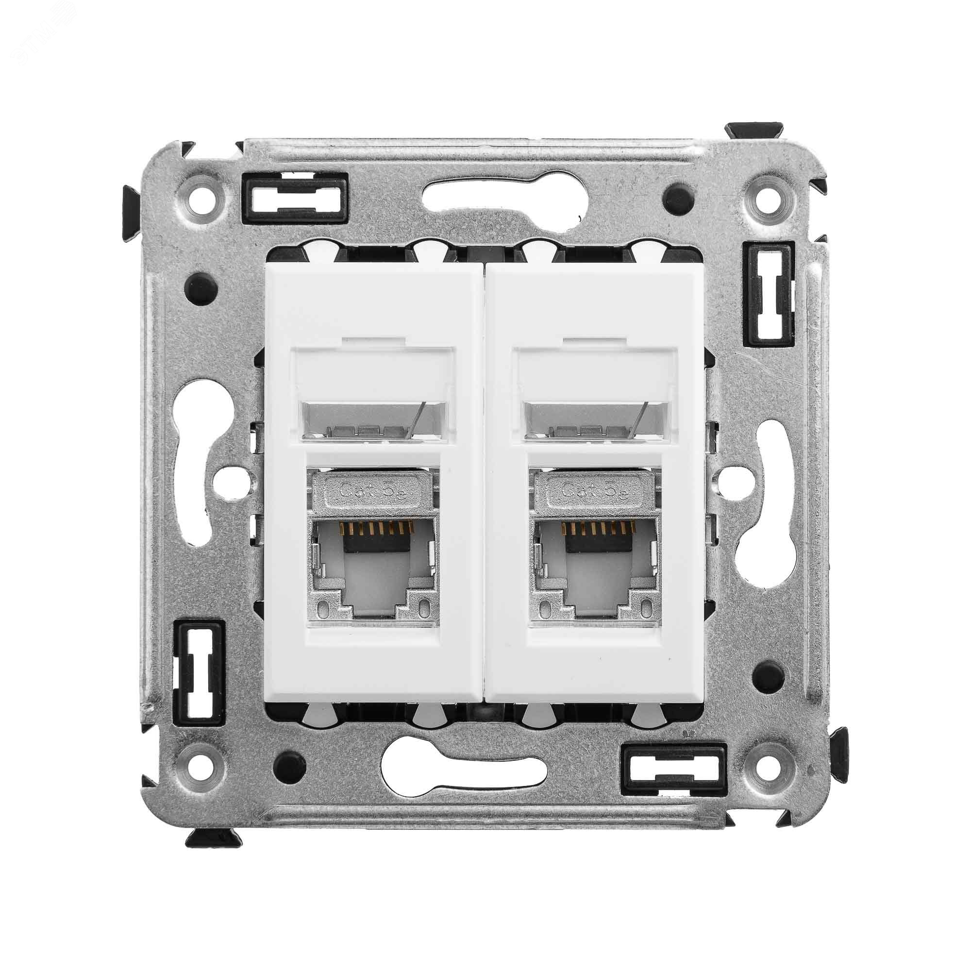 Avanti Розетка RJ-45 в стену, 5e двойная экранированная, Белое облако