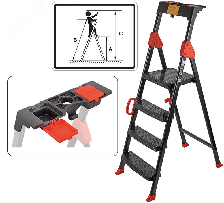 Купить Лестница-стремянка стальная Comfort, 5 ступеней в Казани Лестница-стремянка стальная Comfort, 5 ступеней