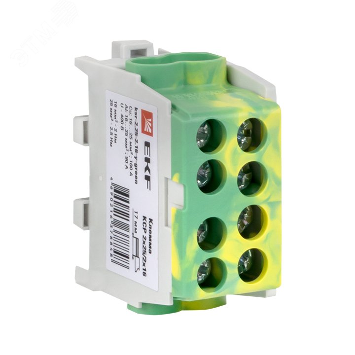 Купить Клемма распределительная КСР с двойным винтом 2×25/2×16 желто-зеленая PROxima в Казани Клемма распределительная КСР с двойным винтом 2×25/2×16 желто-зеленая PROxima