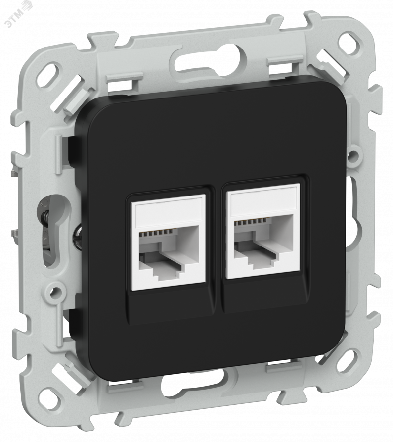 FLITE Розетка 2-местная компьютерная RJ45 категория 5Е UTP РК5е-2-0-ФлЧ черный IEK