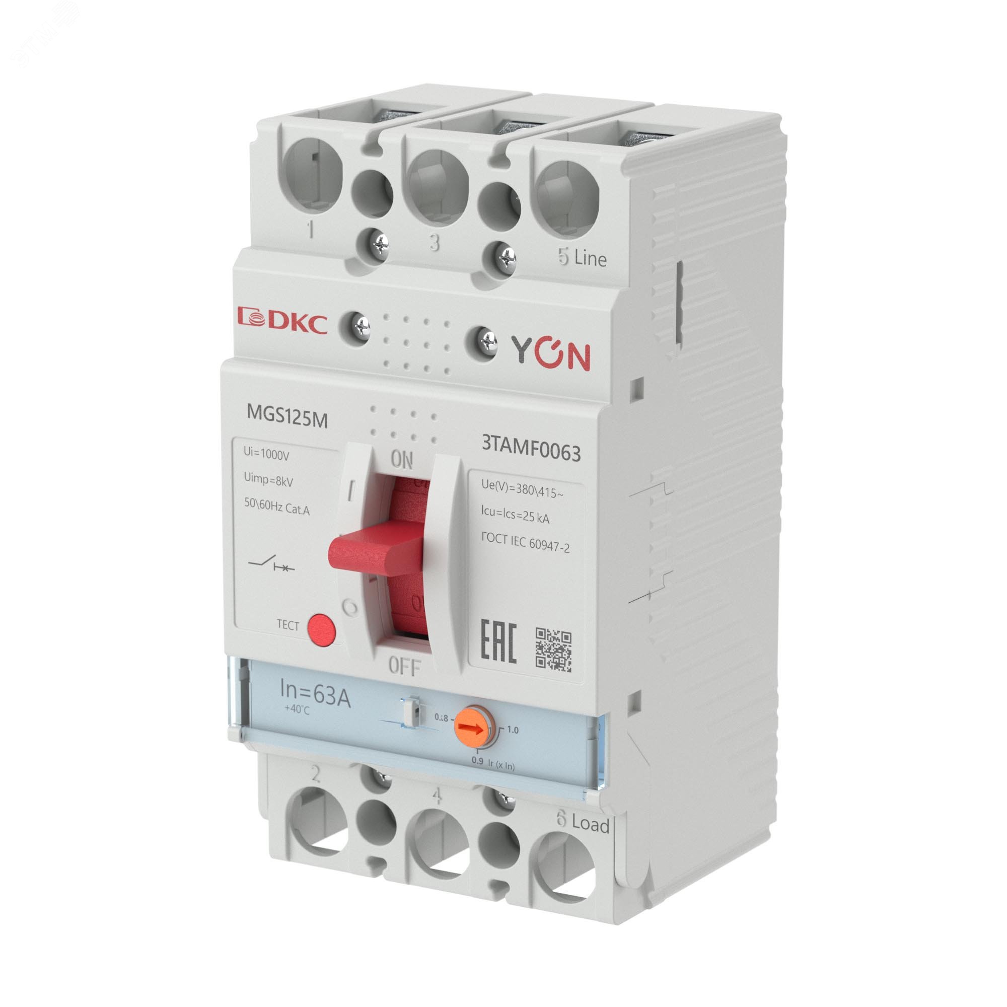 Выключатель автоматический YON MGS125 3P 50,4-63 A 25 kA