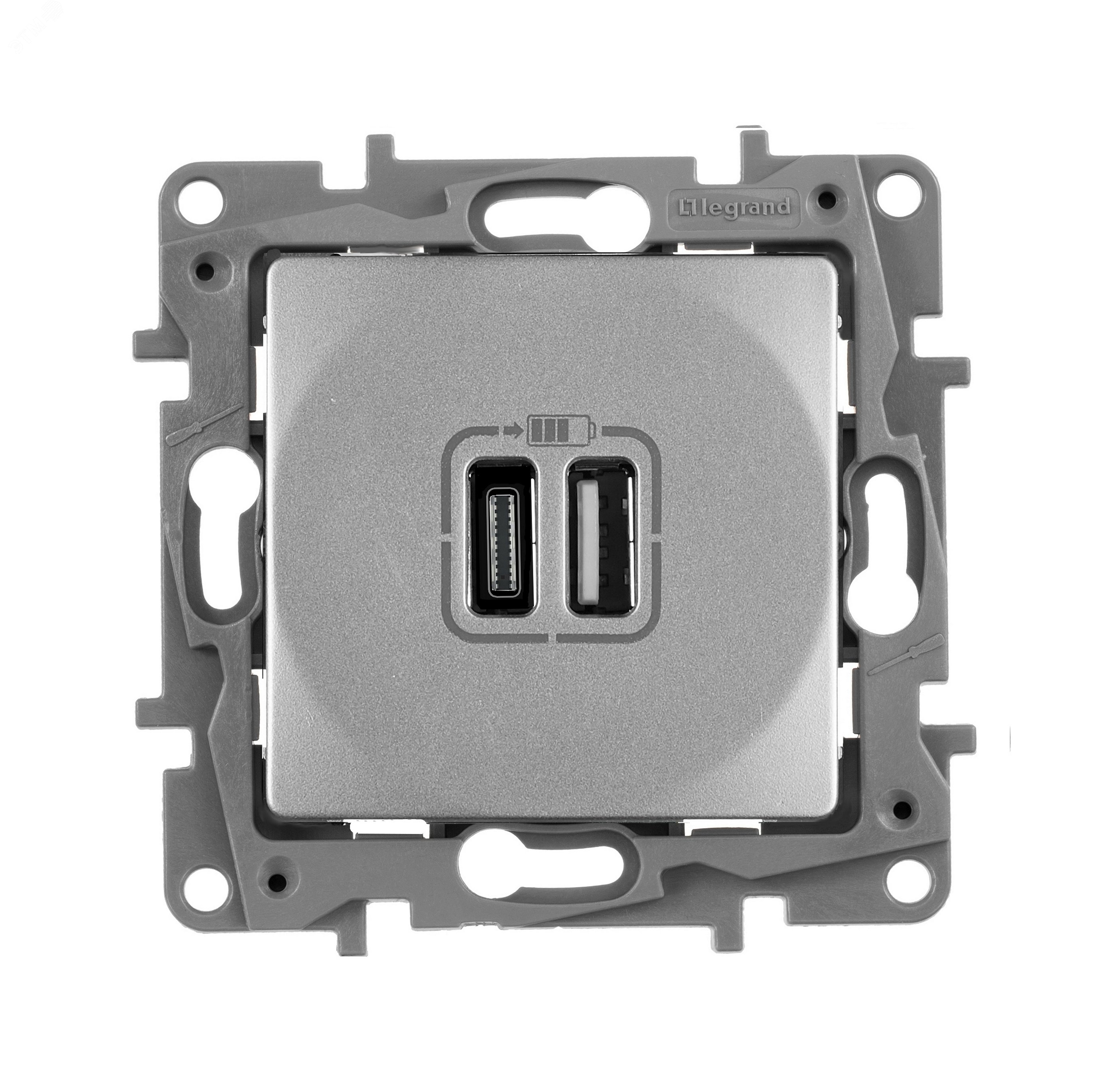 Розетка USB A+C 15Вт алюминий ETIKA