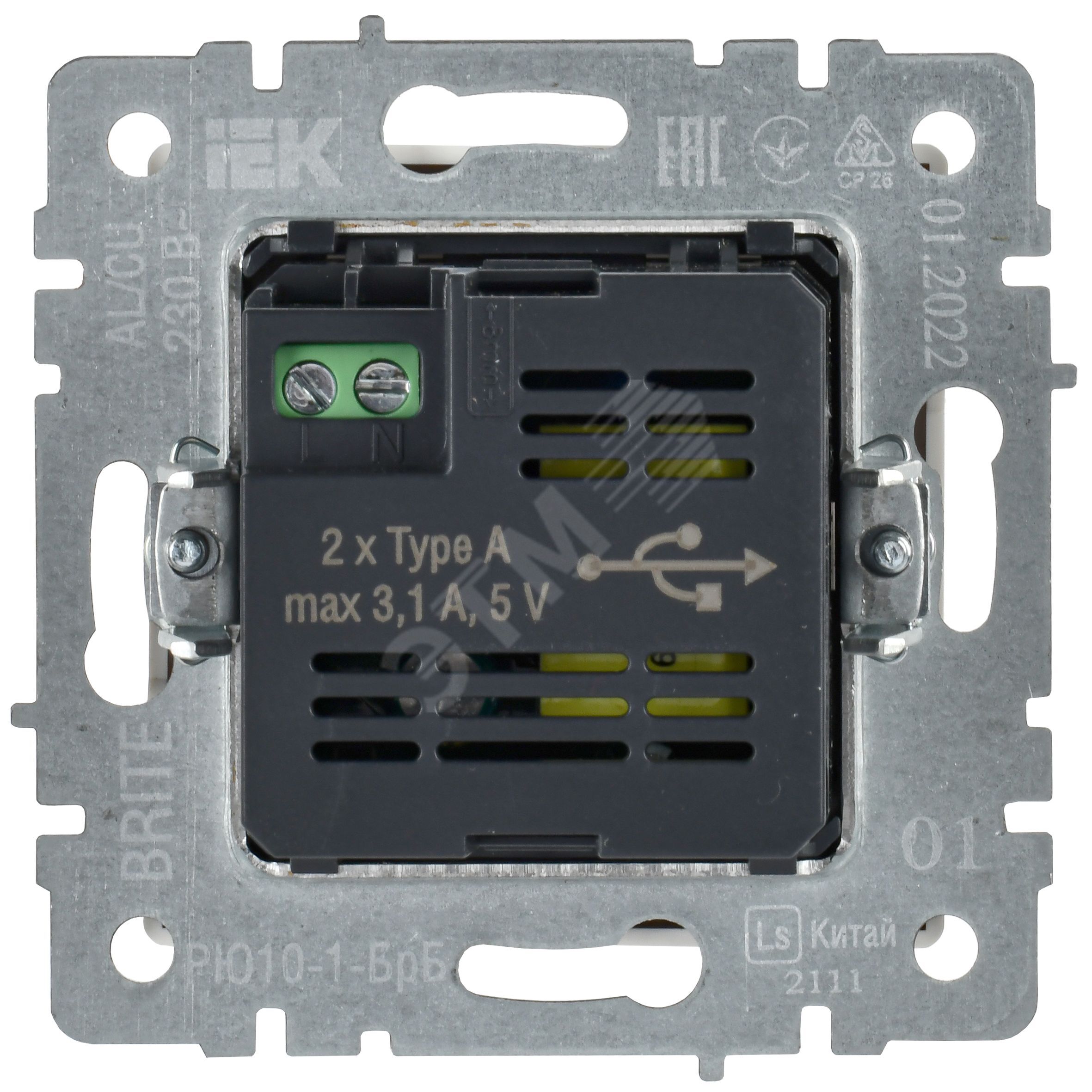 Купить BRITE Розетка USB A+A 5В 3,1А РЮ10-1-БрБ белый в Казани BRITE Розетка USB A+A 5В 3,1А РЮ10-1-БрБ белый