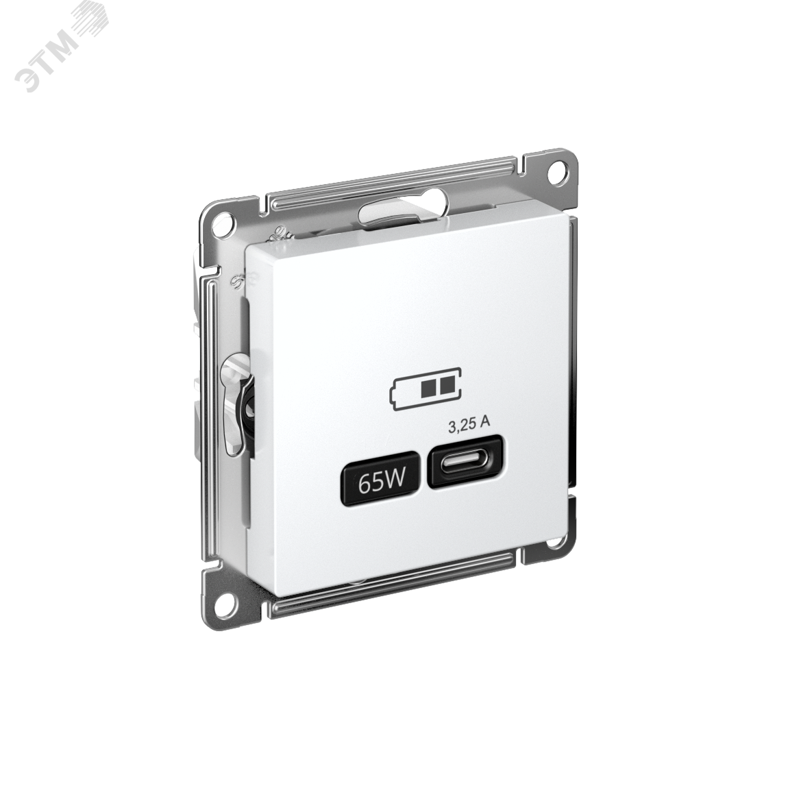 ATLASDESIGN USB РОЗЕТКА тип-C 65W высокоскор.заряд. QC, PD, механизм, БЕЛЫЙ