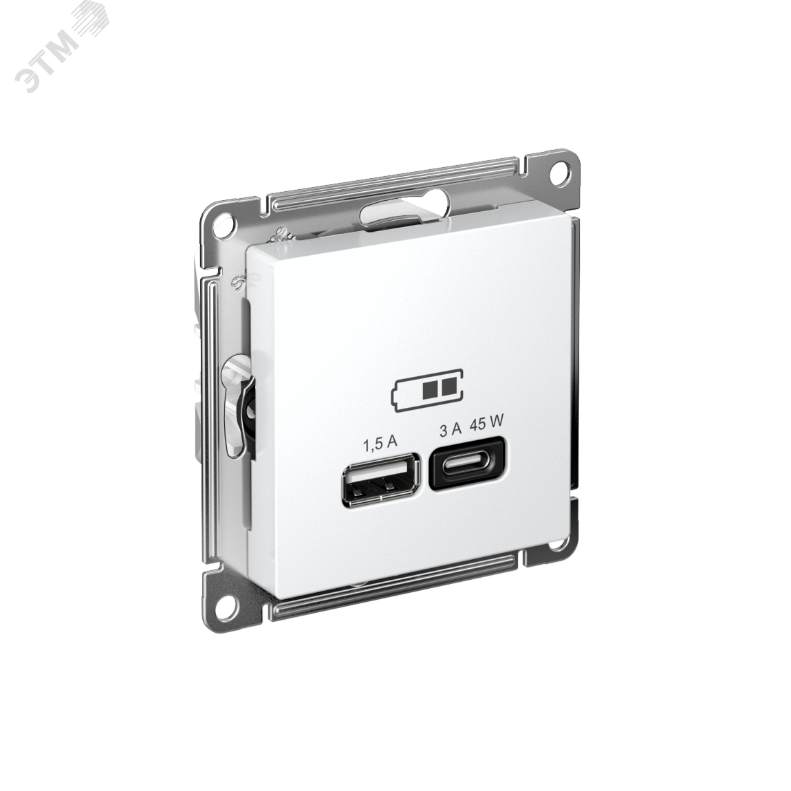 Купить ATLASDESIGN USB РОЗЕТКА A + тип-C 45W высокоскор.заряд. QC, PD, механизм, БЕЛЫЙ в Казани ATLASDESIGN USB РОЗЕТКА A + тип-C 45W высокоскор.заряд. QC, PD, механизм, БЕЛЫЙ
