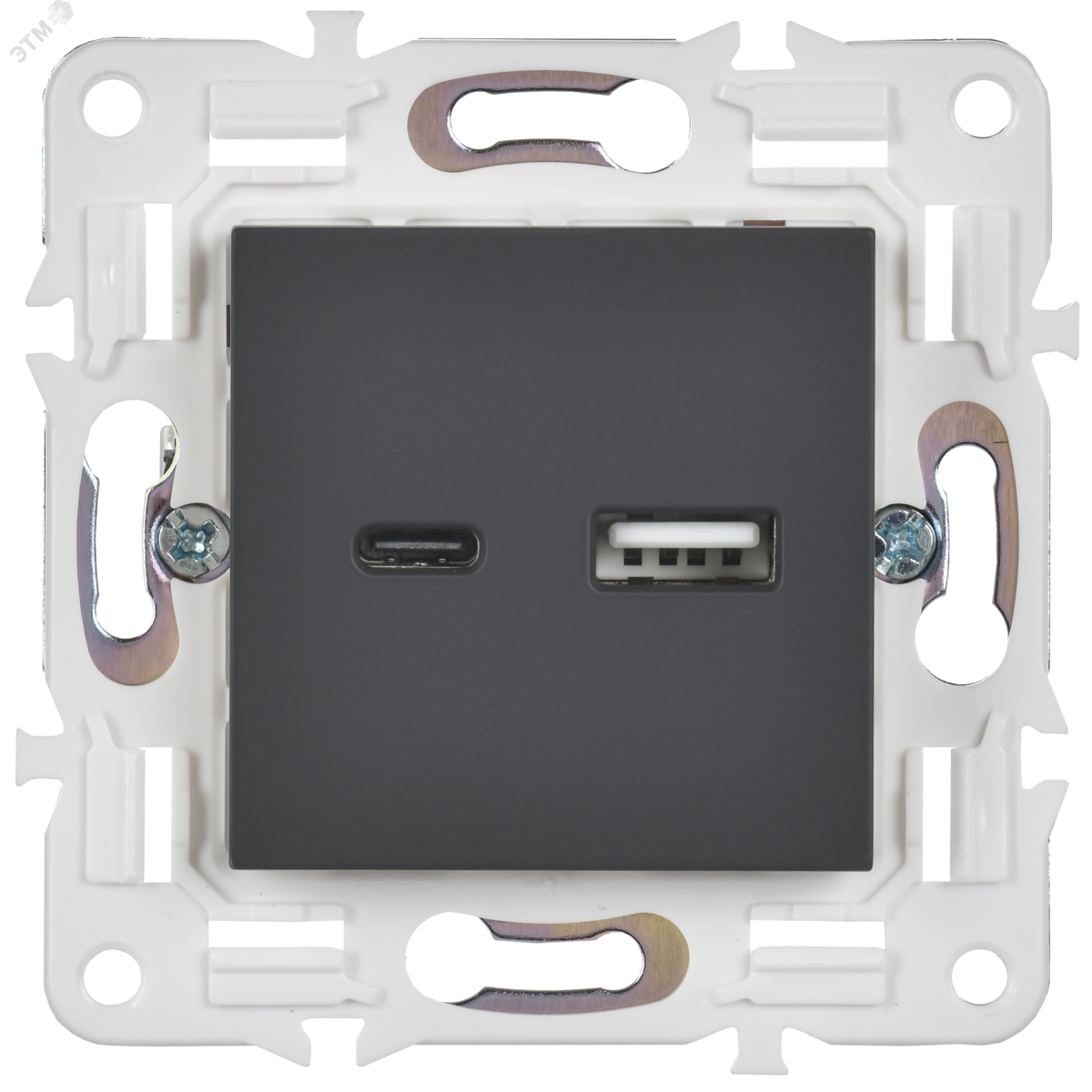 Купить SKANDY Розетка USB A+C 18Вт SK-R13G графит IEK в Казани SKANDY Розетка USB A+C 18Вт SK-R13G графит IEK
