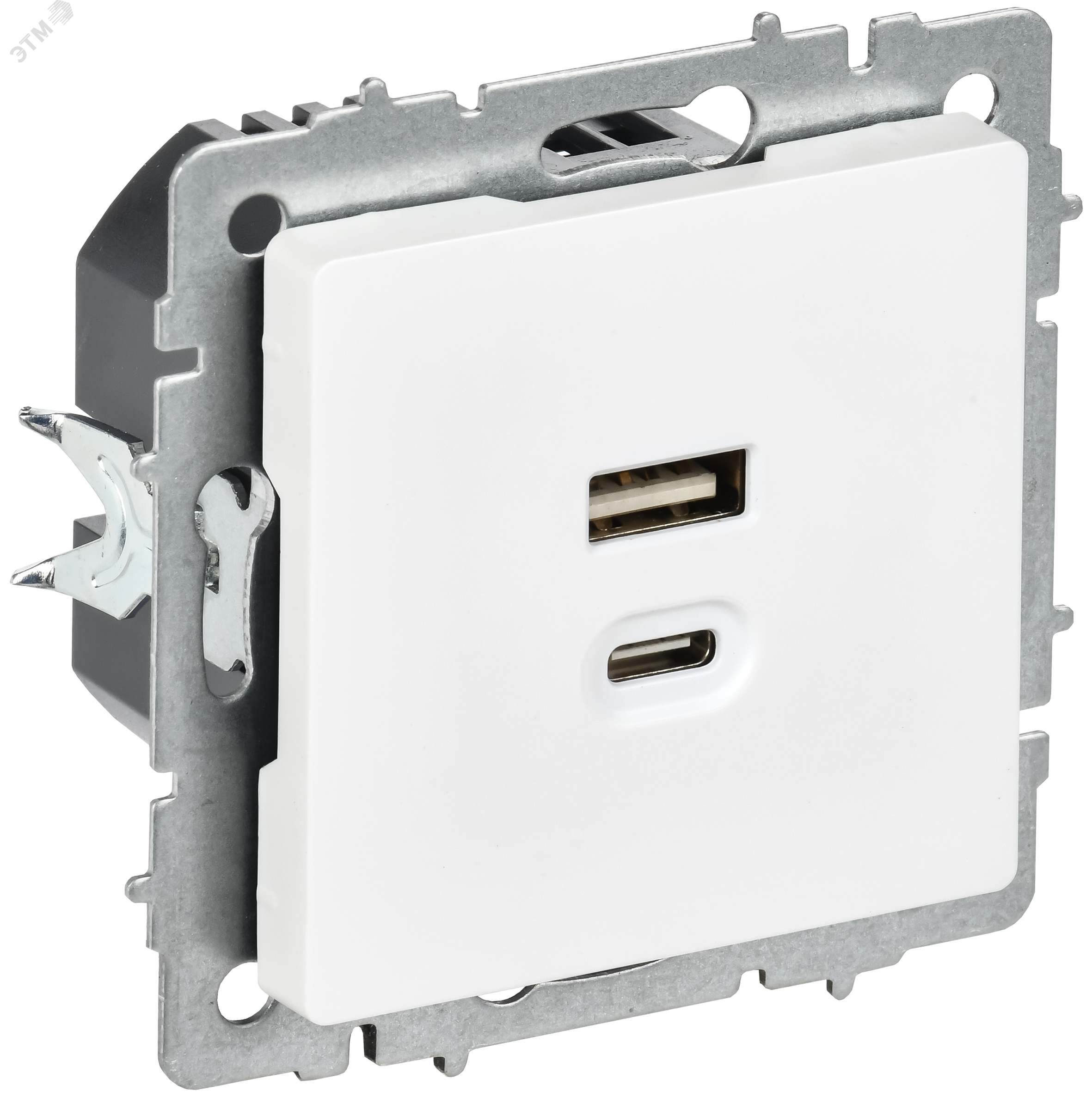 BRITE Розетка USB A+C 45Вт высокоскоростная зарядка РЮ11-2-БрАБ арктический белый IEK