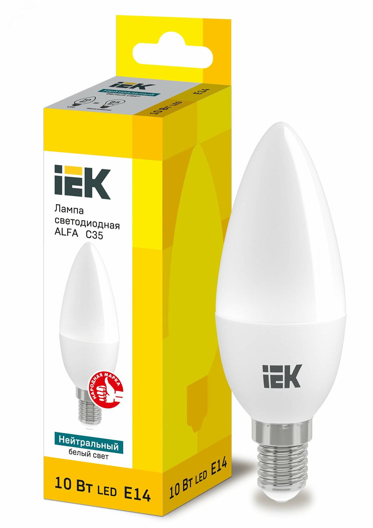 Лампа LED ALFA C35 свеча 10Вт 230В 4000К E14 IEK