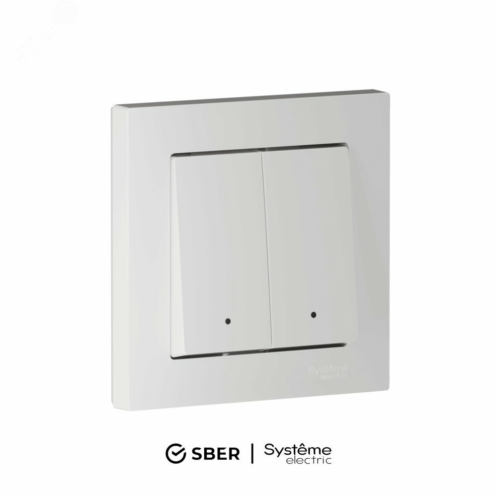 ATLASDESIGN SMART 2-кл. ВЫКЛЮЧАТЕЛЬ с подсв., Zigbee, сх.5, L+N, 10А, мех., БЕЛЫЙ
