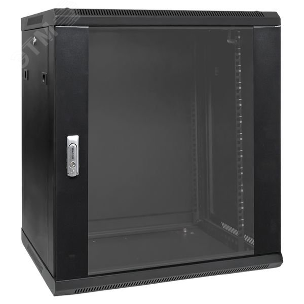 Шкаф настенный 19′ TERACOM PRO 12U 600х450 мм дверь стеклянная с замком-ручкой чёрный