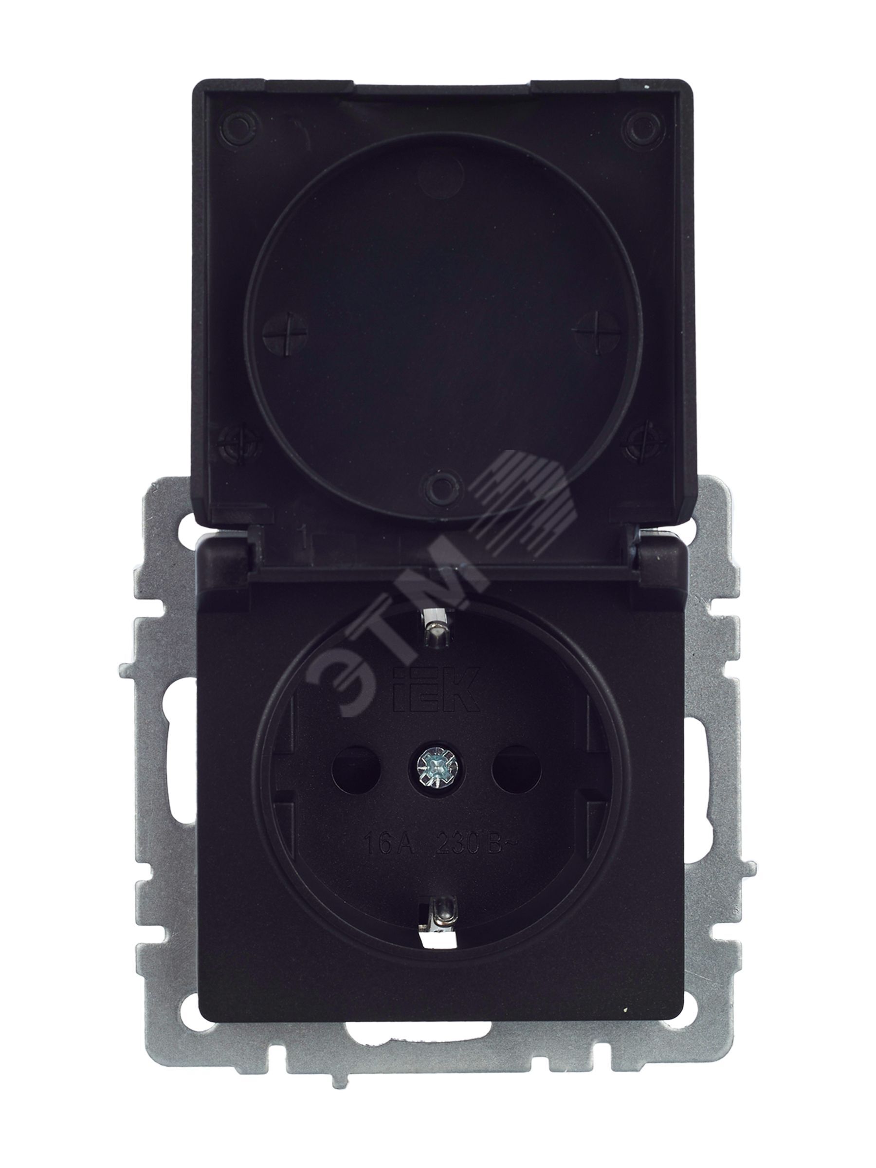 Купить BRITE Розетка с заземлением с защитными шторками и крышкой 16А IP44 РСбш10-3-44-БрЧ черный в Казани BRITE Розетка с заземлением с защитными шторками и крышкой 16А IP44 РСбш10-3-44-БрЧ черный