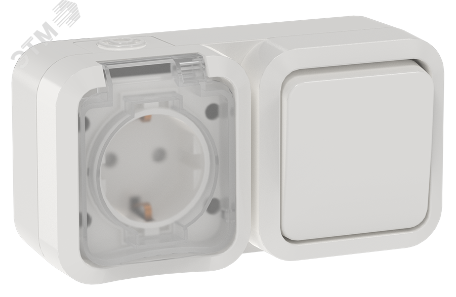 TORS Блок розетка + выключатель горизонтальный 16А IP55 TS342 белый IEK