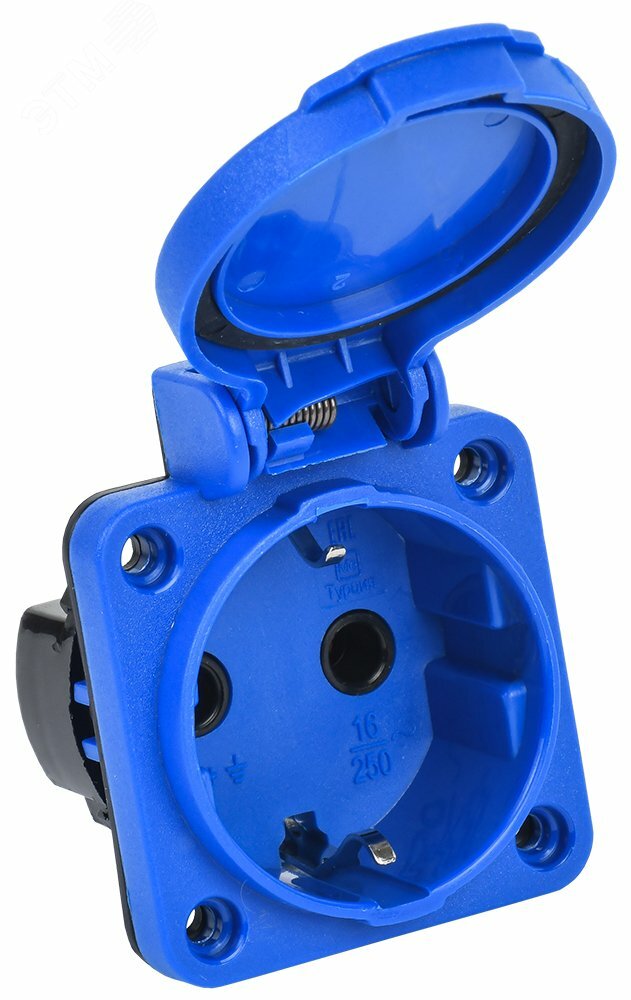 Розетка панельная РП12-3 2Р+РЕ 16А з/к с крышкой  IP54 синяя MAGNUM IEK
