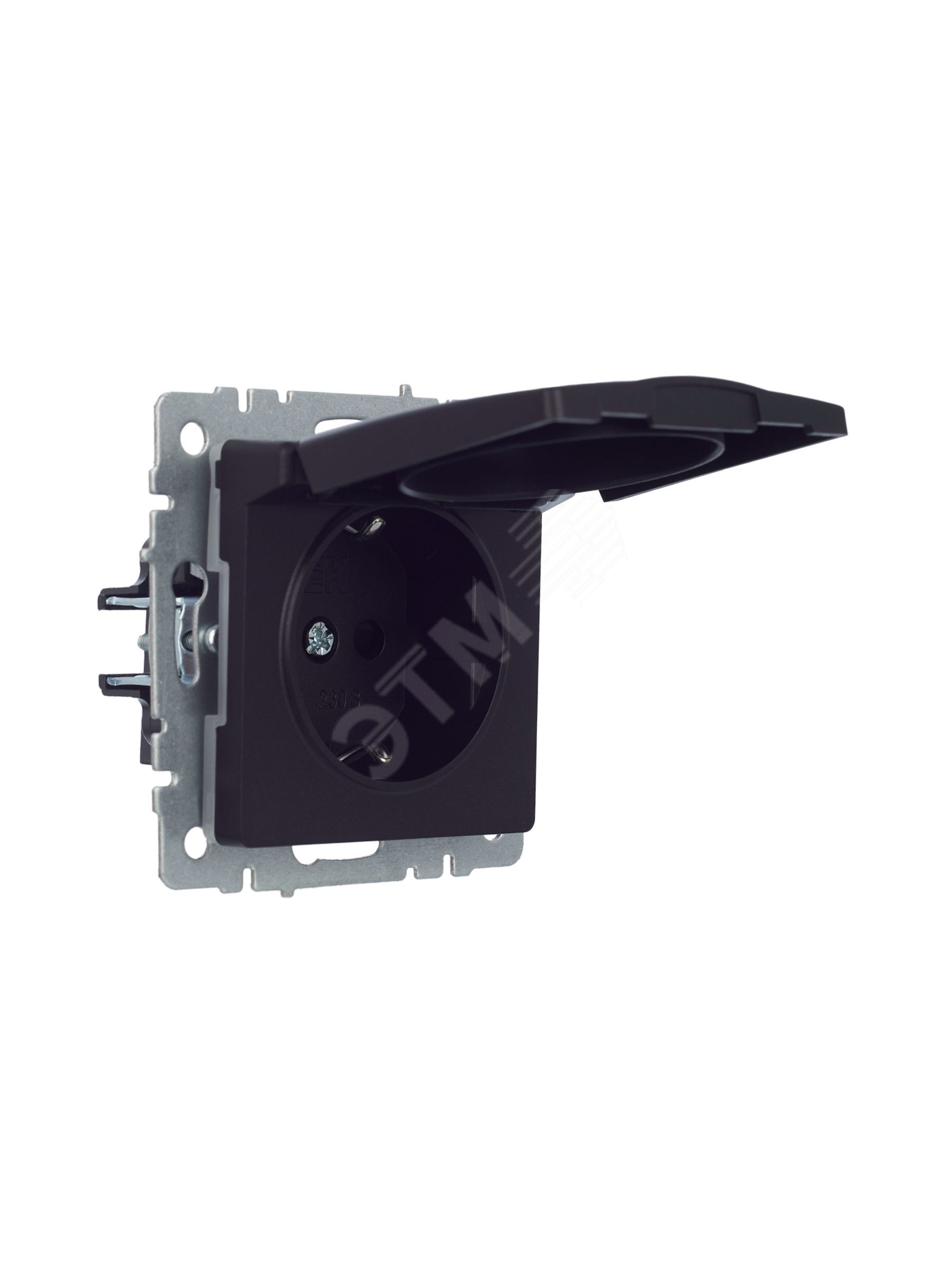 Купить BRITE Розетка с заземлением с защитными шторками и крышкой 16А IP44 РСбш10-3-44-БрЧ черный в Казани BRITE Розетка с заземлением с защитными шторками и крышкой 16А IP44 РСбш10-3-44-БрЧ черный