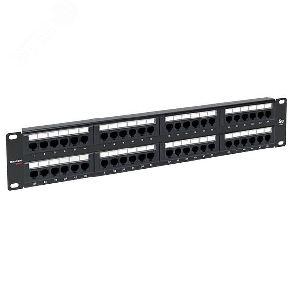 Патч-панель TERACOM PRO 19’Cat.5E 2U неэкранированная UTP 48 портов RJ-45 Dual IDC